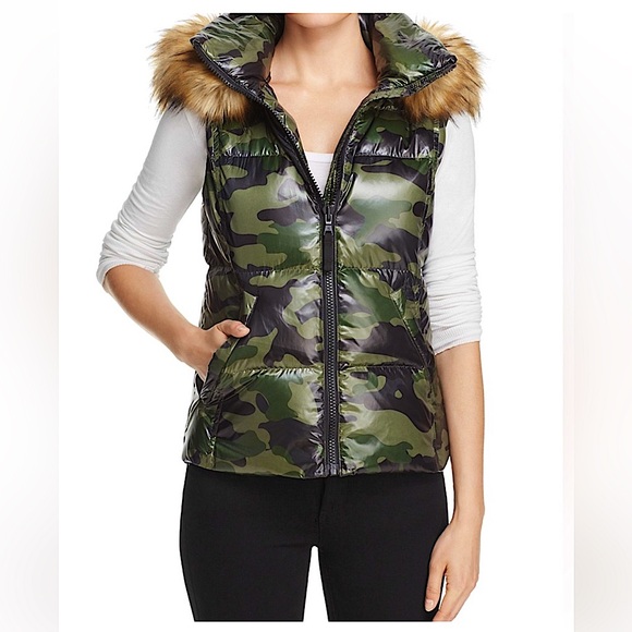 AQUA Faux-Fur Trim Camo Puffer Vest Bloomingdale’s Exclusive - Picture 5 of 16